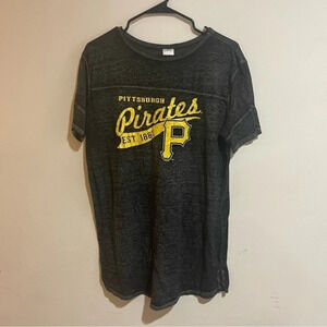 Pirates‎ Baseball Women's Oversized Long T-Shirt - Dark Gray/Yellow - Sheer